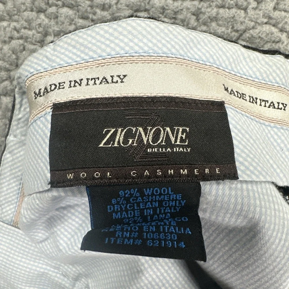 Enzo Mantovani Zignone Dress Pants Men‎ 34x29 Black Wool Cashmere Pleated Italy